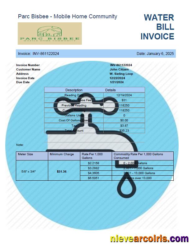 Premium USA Parc Bisbee Utility Bill Template In Word And PDF Formats
