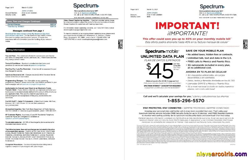 Premium USA Spectrum Utility Bill Template In Word And PDF Format (4 Pages) 3 4