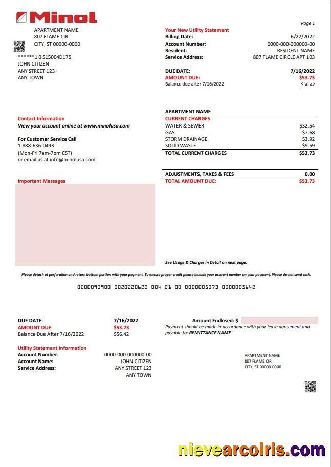 Professional USA Texas Minol Utility Bill Template In Word And PDF Format
