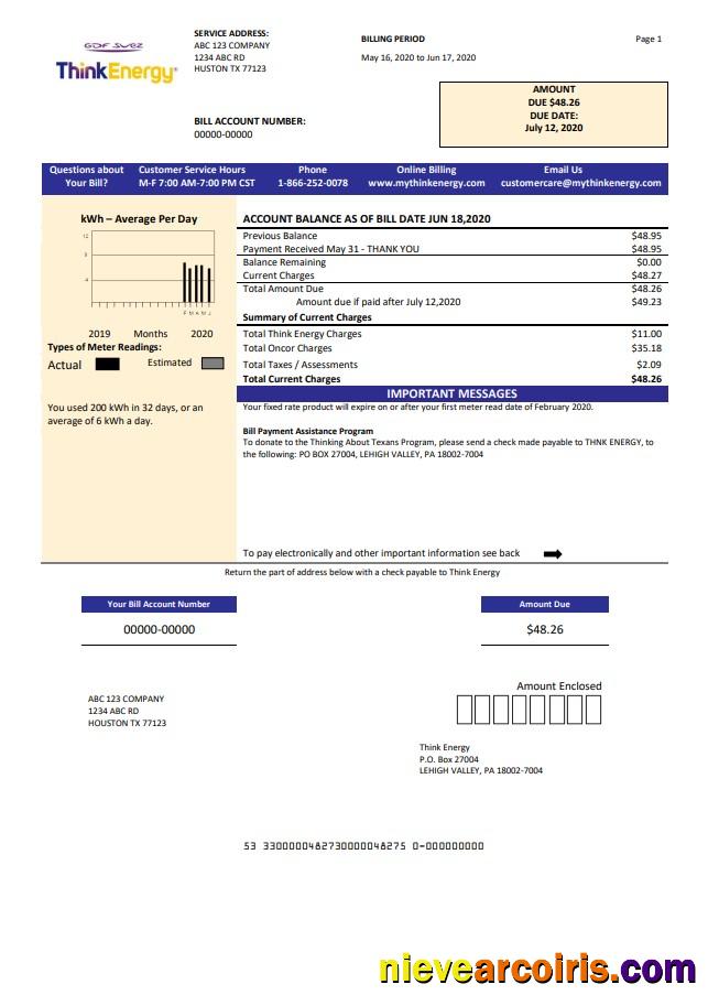 Premium USA Think Energy Utility Bill Template In Word And PDF Format