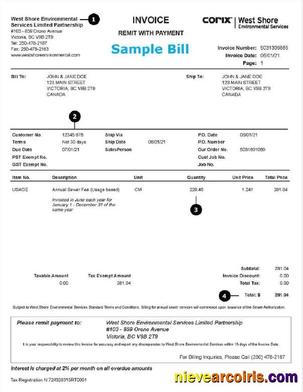 Premium USA WEST SHORE Utility Bill Word And PDF Template