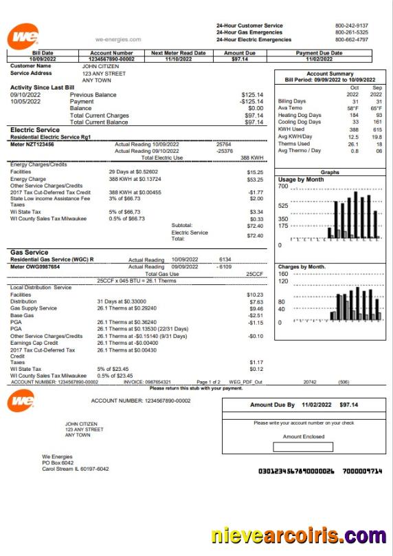 Editable USA We Utility Bill Template In Word And PDF Format