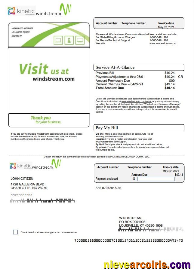 Premium USA Windstream Holdings, Inc. Utility Bill Template In Word And PDF Format