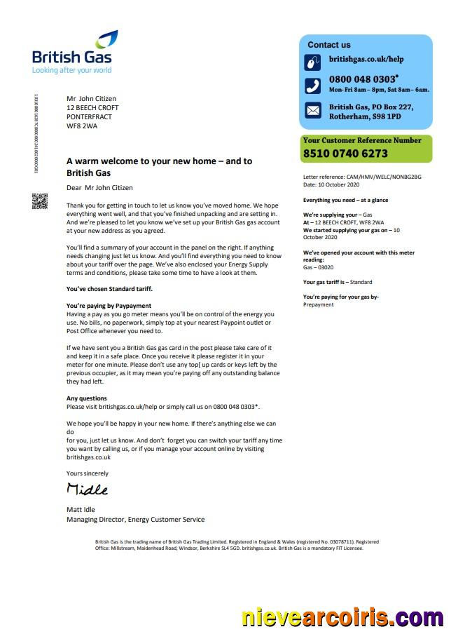 Realistic United Kingdom British Gas Utility Bill Template In Word And PDF Format, Version 2