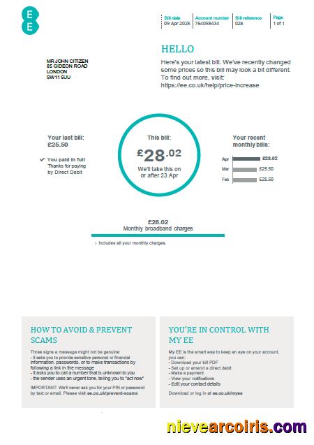 Premium United Kingdom EE Utility Bill Template In Word And PDF Formats