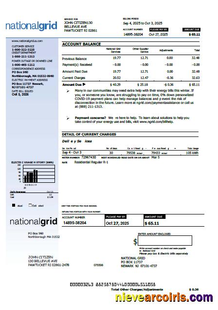 Editable United Kingdom National Grid Utility Bill Template In Word And PDF Formats, Version 2