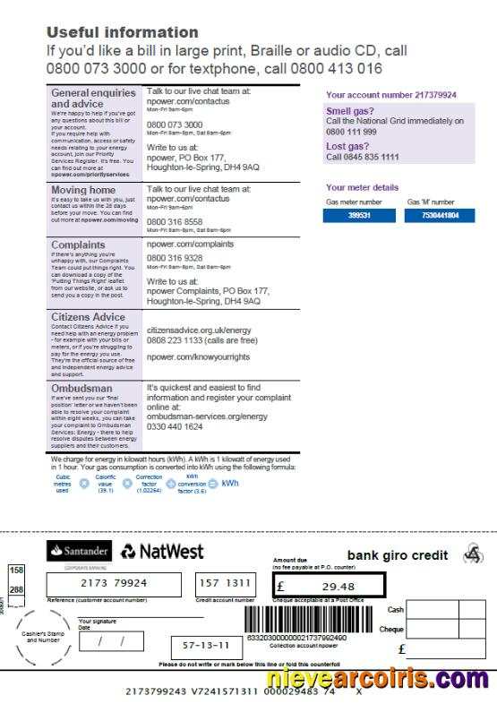 Editable United Kingdom Npower Utility Bill Template In Word And PDF Formats, 3 Pages, 3rd Page