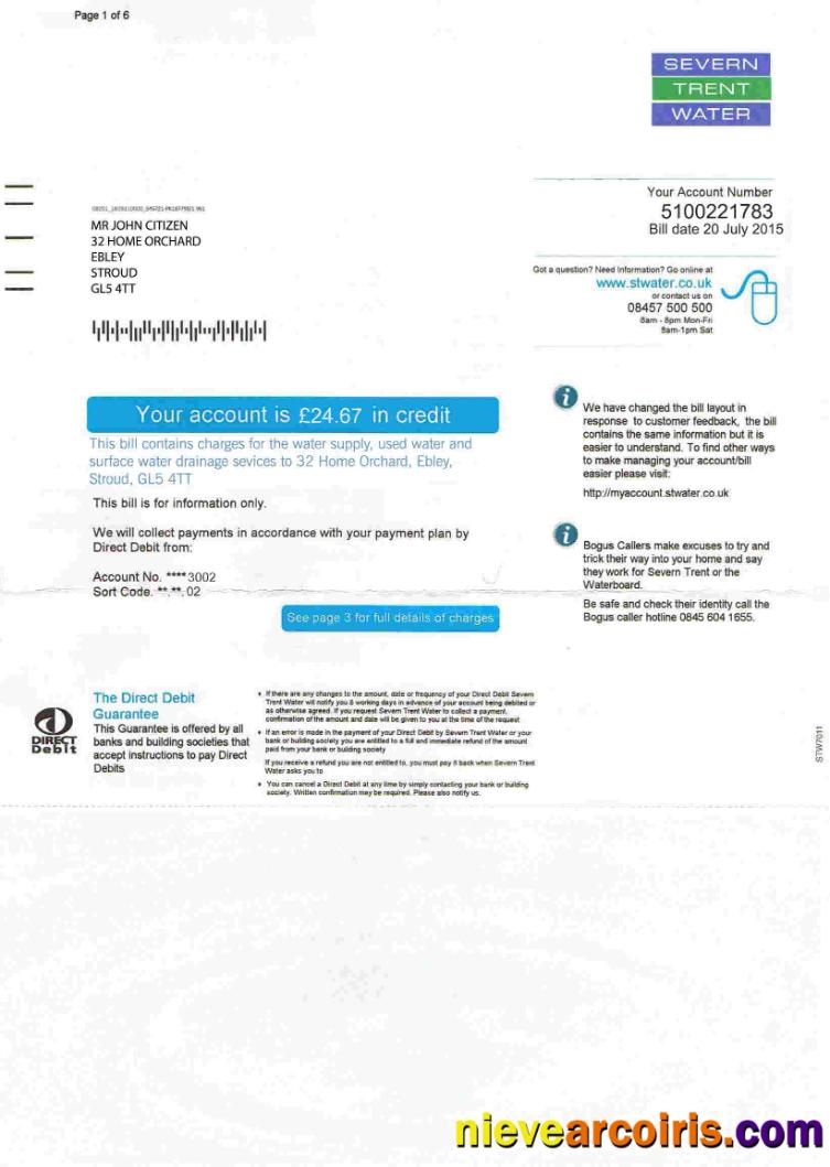 Premium United Kingdom Severn Trent Water Utility Bill Template, Fully Editable In PSD Format