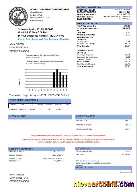 United States Board Of Water Commissioners Water Utility Bill In Word And PDF Formats Preview