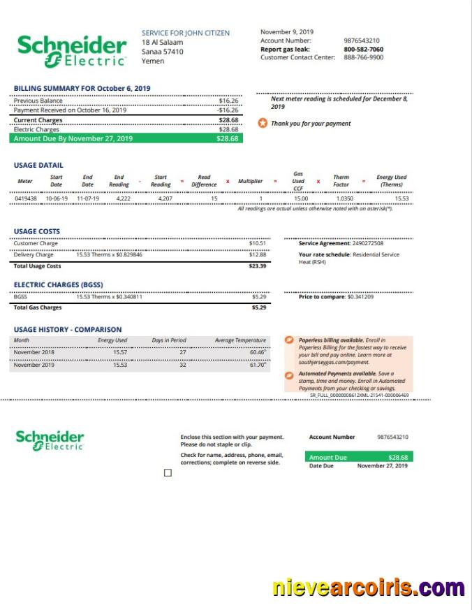Premium Yemen Schneider Electric Utility Bill Template In Word And PDF Format